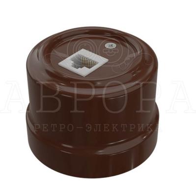 Ретро розетка компьютерная Аврора, фарфор, коричневый Ретро розетка компьютерная Аврора, фарфор, коричневый