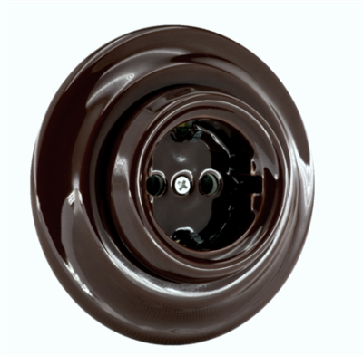 Ретро розетка электрическая Retrika, коллекция Colony, внутренний монтаж, керамика, коричневый Ретро розетка электрическая Retrika, коллекция Colony, внутренний монтаж, керамика, коричневый