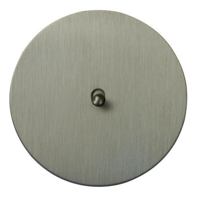 Выключатель Salvador "Арт", скрытый монтаж, кнопка-капля, накладка металл круг, никель (серый)