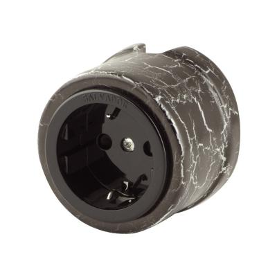 Ретро розетка электрическая Salvador "Ретро", фарфор, наружний монтаж, черный мрамор, под заказ
