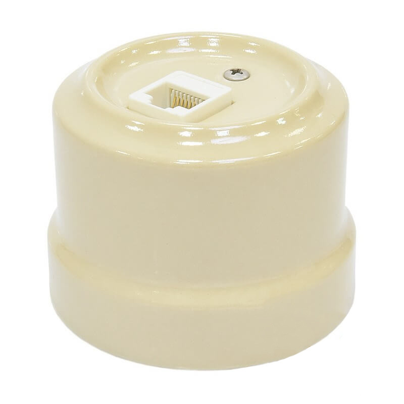 Качественная картинка Ретро розетка компьютерная Retrika керамика слоновая кость