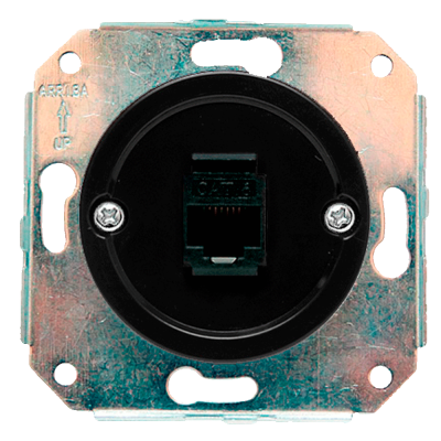 Ретро розетка компьютерная Salvador, пластик, внутренний монтаж, черный
