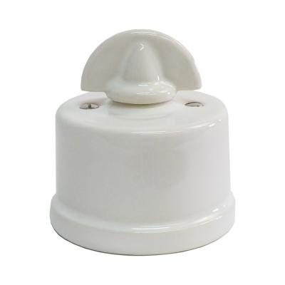 Изображение Ретро выключатель Interior Electric, керамика, серия Terra "Bianko", ручка кокошник