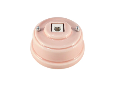 Ретро розетка телефонная Леанза фарфор rosa (розовый) серебристая фурнитура