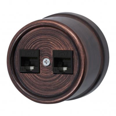 Ретро розетка компьютерная Bironi, коллекция Лизетта, пластик медный век