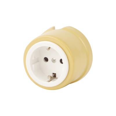 Ретро розетка электрическая Salvador, фарфор, наружный монтаж, имбирь Ретро розетка электрическая Salvador, фарфор, наружный монтаж, имбирь
