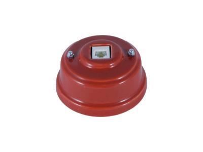 Ретро розетка телефонная Леанза фарфор, granato (гранатовый), серебристая фурнитура