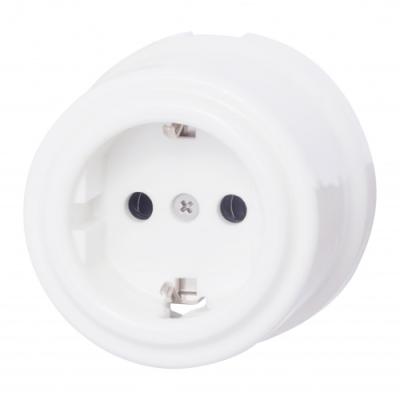 Ретро розетка электрическая Bironi, коллекция Лизетта, керамика, белый Ретро розетка электрическая Bironi, коллекция Лизетта, керамика, белый