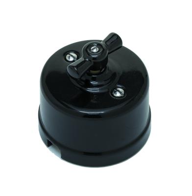 Ретро выключатель Sun Lumen, керамика, поворотный, черный