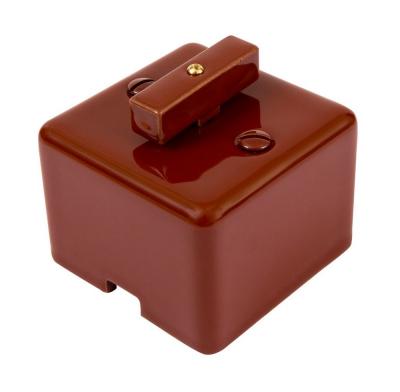 Ретро выключатель Мезонин, фарфор, коллекция Quadra, коричневый