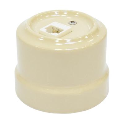 Ретро розетка компьютерная Retrika керамика слоновая кость