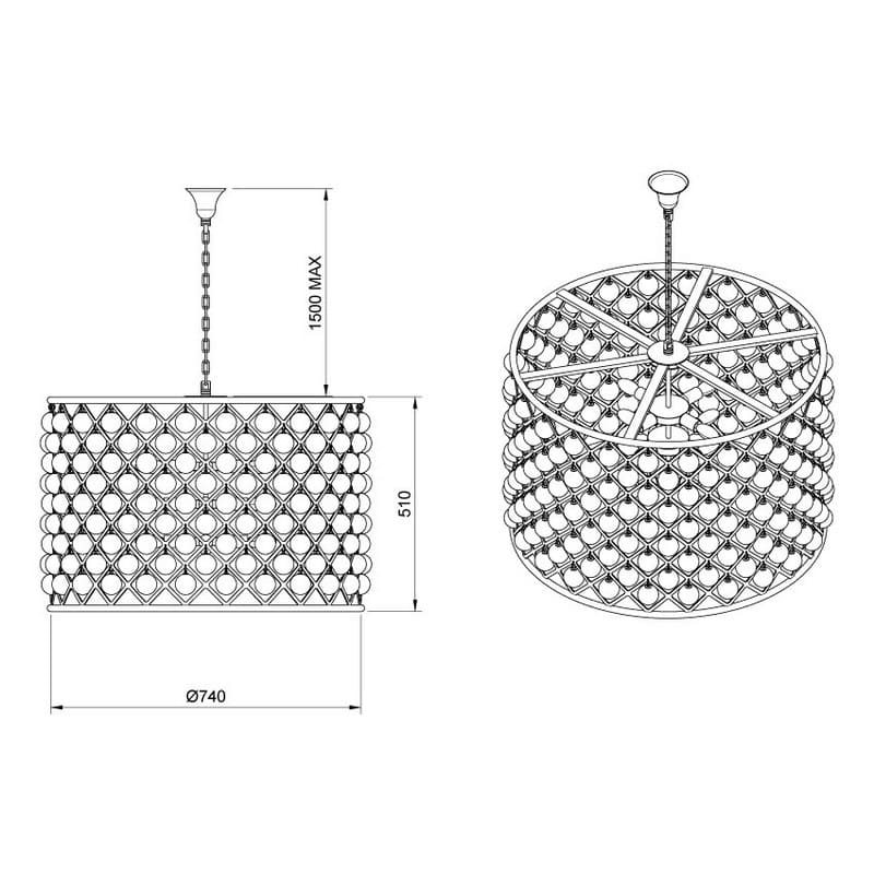 Качественная картинка Дизайнерский светильник Sun Lumen, металл, Е 14 /12 шт, 60 W, 220 В, 216 прозр.шаров D 50 мм