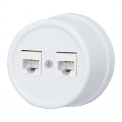 Ретро розетка компьютерная Bironi, коллекция Лизетта, пластик белый Ретро розетка компьютерная Bironi, коллекция Лизетта, пластик белый