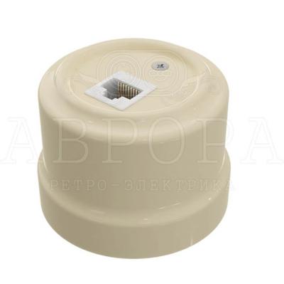 Ретро розетка компьютерная Аврора, фарфор, слоновая кость Ретро розетка компьютерная Аврора, фарфор, слоновая кость