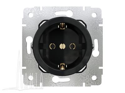 Ретро розетка электрическая Мезонин, серия Лахта, Оптима, пластик, скрытый монтаж, черный