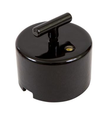 Ретро выключатель Мезонин, коллекция  Cilindro, фарфор, черный