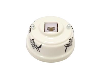 Ретро розетка телефонная Леанза, керамика, oriente (восток), серебристая фурнитура Ретро розетка телефонная Леанза, керамика, oriente (восток), серебристая фурнитура