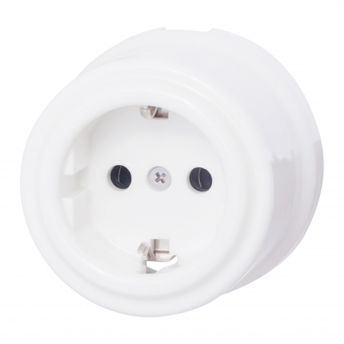 Качественная картинка Ретро розетка электрическая Bironi, коллекция Лизетта, керамика, белый