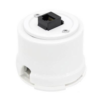 Ретро розетка компьютерная Salvador, фарфор, наружный монтаж, белый