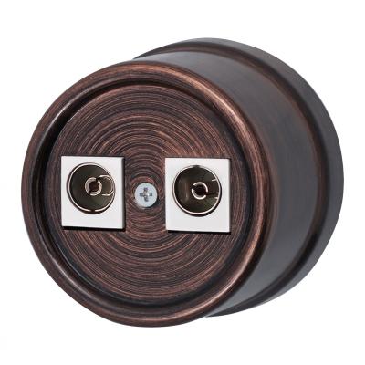 Ретро розетка ТВ двойная Bironi, коллекция Лизетта, пластик медный век