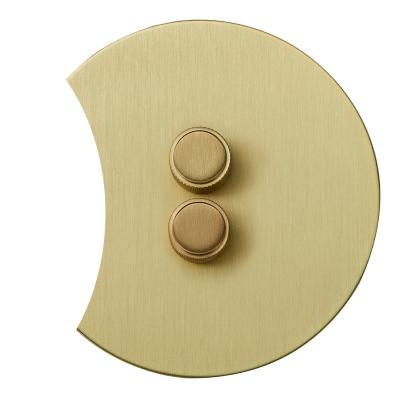 Выключатель Salvador "Арт", скрытый монтаж, двойной диммер, накладка металл полукруг, золото