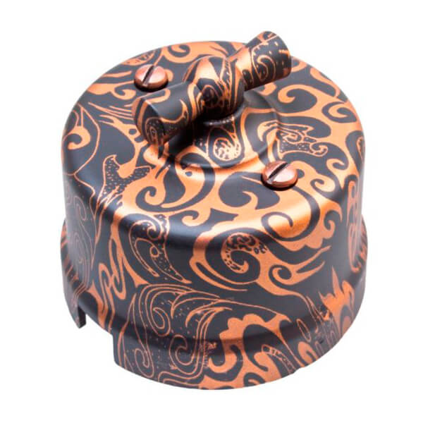 Качественная картинка Выключатель одноклавишный Bironi, проходной, пластик, античная медь