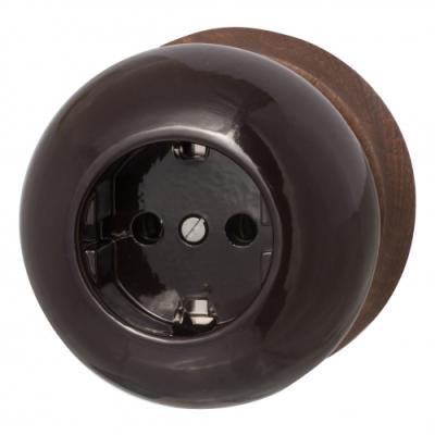 Ретро розетка электрическая Bironi, коллекция Фаберже, керамика шоколадная ночь