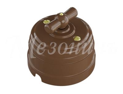 Ретро выключатель Мезонин, коллекция Усадьба, поворотный, пластик, какао