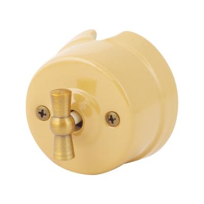 Ретро выключатель Salvador "Ретро", фарфор, наружный монтаж, поворотный, персиковый, под заказ