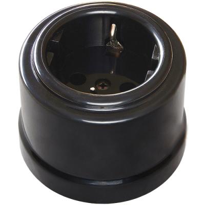 Ретро розетка электрическая Lindas керамика черный Ретро розетка электрическая Lindas керамика черный