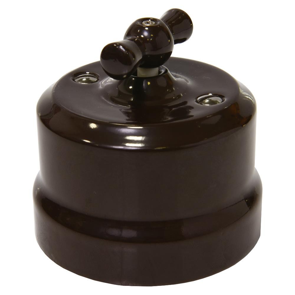 Ретро выключатель Lindas, керамика, коричневый Качественная картинка Ретро выключатель Lindas, керамика, коричневый