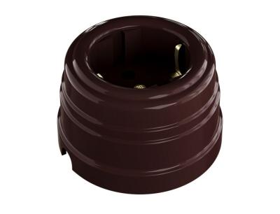 Ретро розетка электрическая Мезонин, коллекция Усадьба,  пластик, коричневый Ретро розетка электрическая Мезонин, коллекция Усадьба,  пластик, коричневый