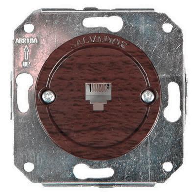 Ретро розетка телефонная Salvador, пластик, внутренний монтаж, венге Ретро розетка телефонная Salvador, пластик, внутренний монтаж, венге