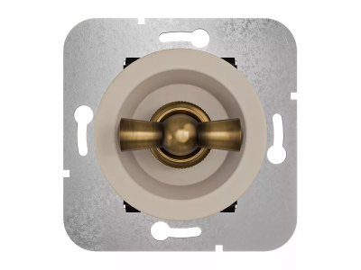Ретро выключатель Мезонин, серия Лахта, Оптима, пластик, скрытый монтаж, кашемир, ручка бронза