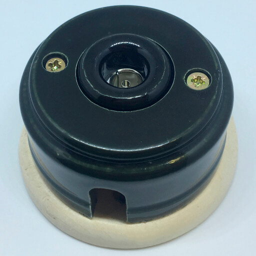 Ретро розетка ТВ Цион, керамика, черный глянец