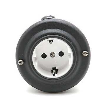 Ретро розетка электрическая Petrucci, металл, черный муар