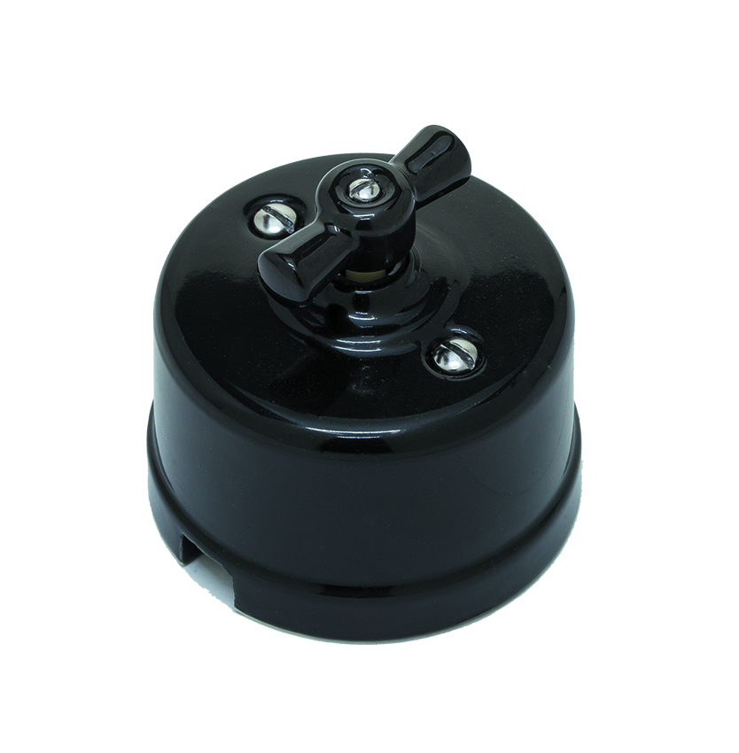 Качественная картинка Ретро выключатель Sun Lumen, керамика, поворотный, черный