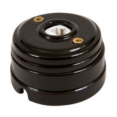 Ретро розетка компьютерная Мезонин, коллекция Новая Голландия, фарфор, с подъемной рамкой, черный