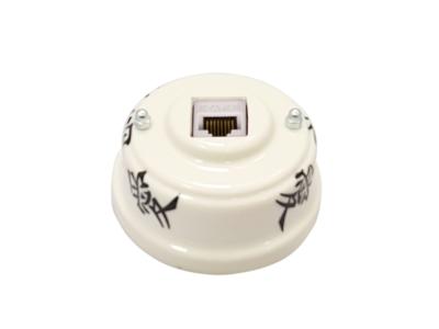 Ретро розетка компьютерная Леанза, керамика, oriente (восток), серебристая фурнитура