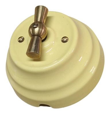 Ретро выключатель 1-2 клавишный Interior Electric, серия "Астория", керамика, 220/10А, песочный