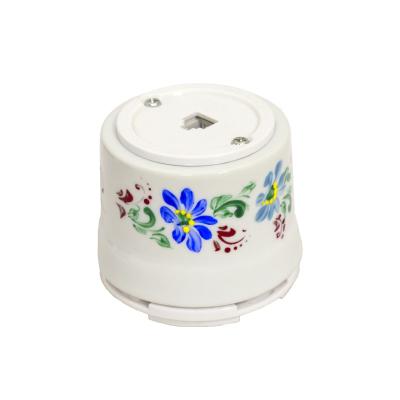 Ретро розетка телефонная Salvador, фарфор, наружный монтаж, белый, коллекция "Жостово" Ретро розетка телефонная Salvador, фарфор, наружный монтаж, белый, коллекция "Жостово"