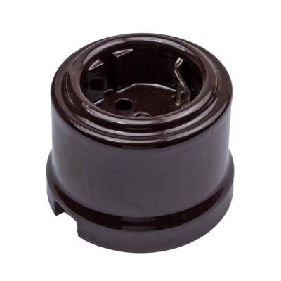 Ретро розетка Bironi, серия Ришелье, с зазем.контактом, керамика, цвет коричневый Ретро розетка Bironi, серия Ришелье, с зазем.контактом, керамика, цвет коричневый