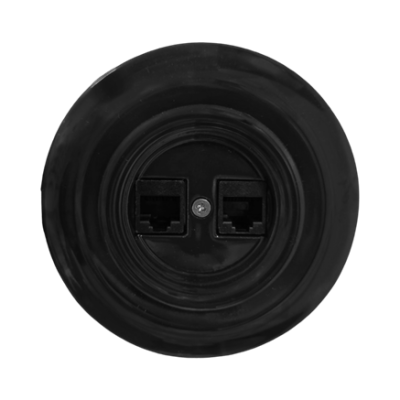 Ретро розетка компьютерная Retrika, коллекция Colony, внутренний монтаж, керамика, черный матовый Ретро розетка компьютерная Retrika, коллекция Colony, внутренний монтаж, керамика, черный матовый