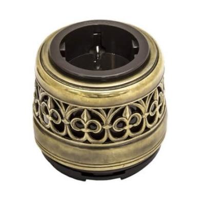 Ретро розетка электрическая Salvador, фарфор, наружный монтаж, коричневый, декор накладка латунь Ретро розетка электрическая Salvador, фарфор, наружный монтаж, коричневый, декор накладка латунь