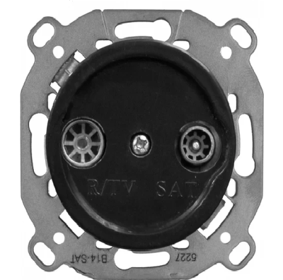 Ретро розетка ТВ (sat) Bironi, коллекция Шедель Бриз, пластик, скрытый монтаж, черный матовый