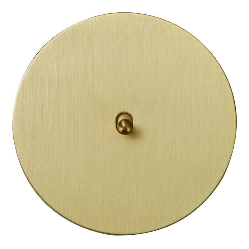 Выключатель Salvador "Арт", скрытый монтаж, тумблер-капля, накладка металл круг, золото