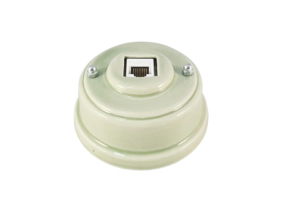 Ретро розетка компьютерная Леанза, фарфор verde (зеленый) серебристая фурнитура