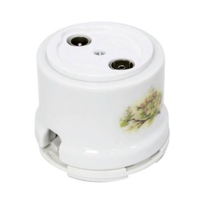 Ретро розетка ТВ Salvador, фарфор, наружный монтаж, белый, коллекция "Яблоко" Ретро розетка ТВ Salvador, фарфор, наружный монтаж, белый, коллекция "Яблоко"