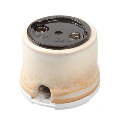 Ретро розетка ТВ Salvador, фарфор, наружный монтаж, бежевый Ретро розетка ТВ Salvador, фарфор, наружный монтаж, бежевый