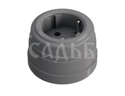 Ретро розетка электрическая Мезонин, коллекция Усадьба, пластик, серый